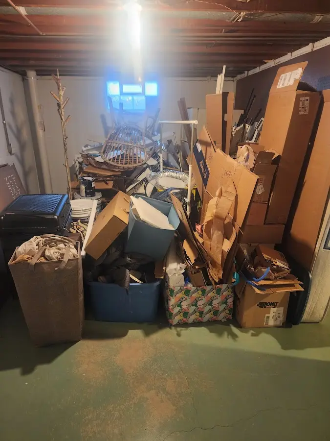 Roll-off dumpster container at job site for 6 Yard Dumpster Rental in Gladeview